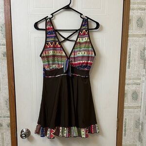 Colorful Patterned Women’s One Piece Swimdress